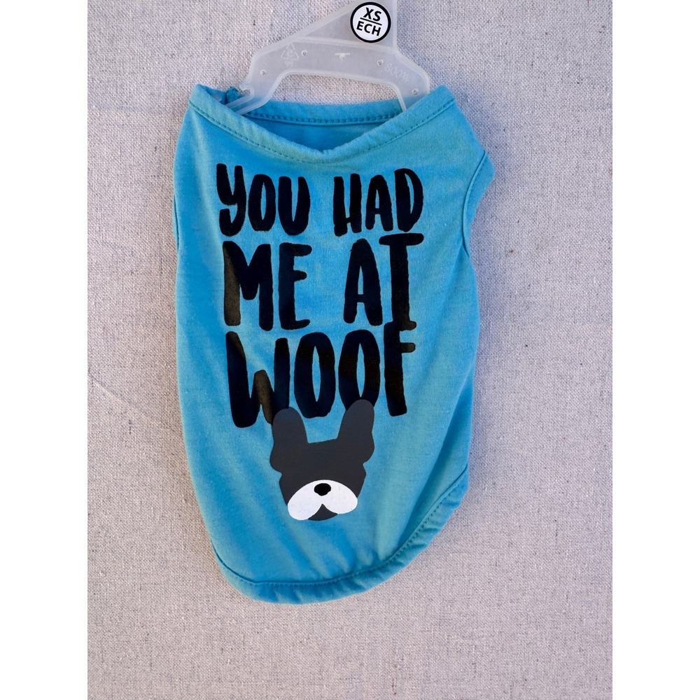 Blue You Had Me At Woof French Bulldog Graphic Dog Tank Top Size XS